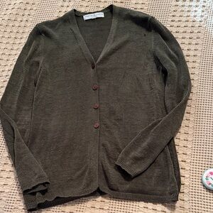 Josephine Chaus Olive Green Button Front Cardigan
